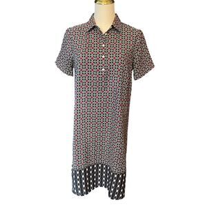 J. Crew Geometric Button Classic Knee Length Shirt Dress. Size 4